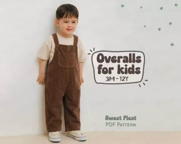 Kid's Overalls Sewing Pattern For Children Jumpsuit Pattern For Toddlers Dungarees Pattern For Boys And Girls