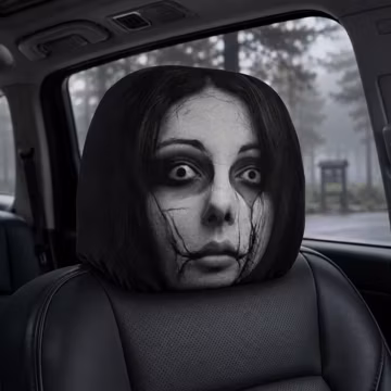 Green Skull Car Headrest Cover, Gothic Skeleton Seat Protector, Horror Car Interior Decor, Spooky Auto Accessory, Halloween Gift