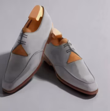 Handmade Gray Leather Lace-Up, Formal Dress Shoes For Men