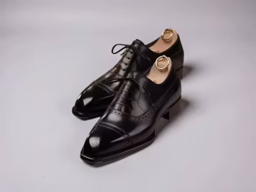 Skin Smith Bespoke Men Black Leather Cap Toe Lace Up Oxford Shoes.