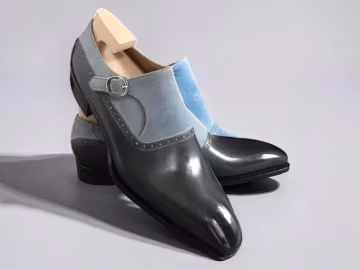 Bespoke Two-Tone Leather Monk Strap Shoes: Handmade Formal Shoes