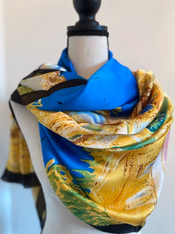 High Quality Pure Silk Van Gough wall Art scarf| Elegant Large Women Shawl |Silk Wrap, Women Headscarf, Tie Neck Scarf Anniversary, Mother’s