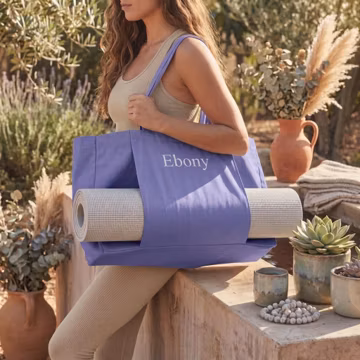 Personalized Yoga Mat Bag, Custom Name Canvas Tote Yoga Gym Fitness Travel, Monogram Yoga Tote Gift for Yoga Lovers, Mat Holder Workout Bag