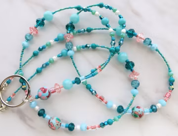 SOOTHING SUMMER- Beaded Id Lanyard, ID Badge Holder- Teacher Lanyard, Necklace Office Lanyard (Breakaway Magnetic Clasp or Necklace Clasp)