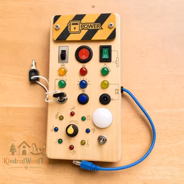 Montessori Busy Board | Wooden Sensory Board | LED Light Switch Activity for Toddlers