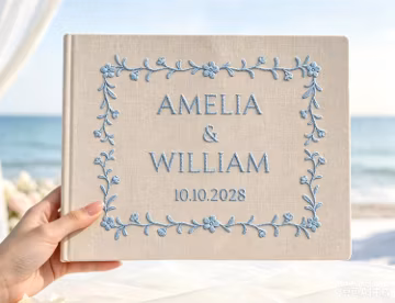 Personalized Wedding Guest Books | Wedding Venue Photo Album | Embroidered Wedding Memory Book | Bridal Shower & Anniversary Engagement Gift