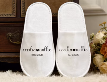 Custom Wedding Hotel Spa Slippers | Wedding Favor for Guests | Bridal/Birthday/Holiday/Anniversary Party Supplies | Group Event Spa Slippers