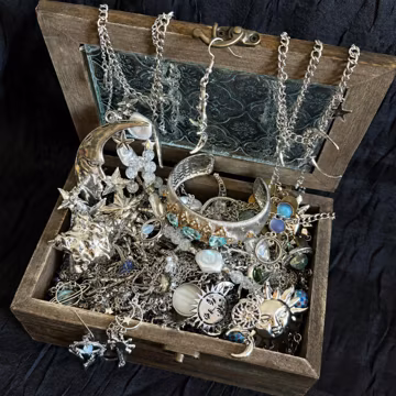 Moonlit Celestial Jewelry Box, Silver Moon Necklace Star Earrings, Zodiac Jewelry Mystery Box, Magical Gift For Her
