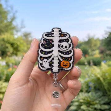 Ribcage Badge Reel, Halloween Badge Reel, Respiratory Therapist ID Holder, Radiology Badge Holder, Occupational Therapist Badge Reel