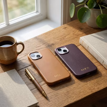 Personalized iPhone Case, Custom Name Cover, Vegan Leather Phone Case