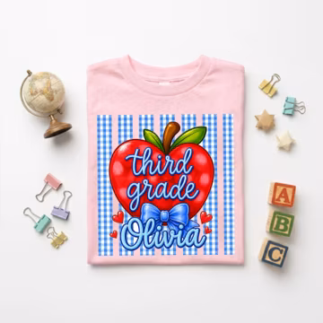Personalized Pre-K Shirt, Custom Kids Name, Leopard Back To School Tee, Girl Gift Cute School Shirt 1st Day School