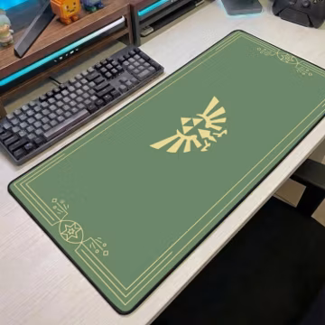 Green Gold Fantasy Gaming Mouse Pad, Minimal Triangle Bird Emblem Desk Mat, XL Keyboard Pad, RPG Gamer Desk Pad Gift