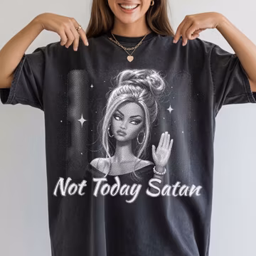 Not Today Satan | Sassy Doll | Funny Christian PNG | Attitude Girl PNG | Trendy Doll Meme | Sublimation Design | Digital Download
