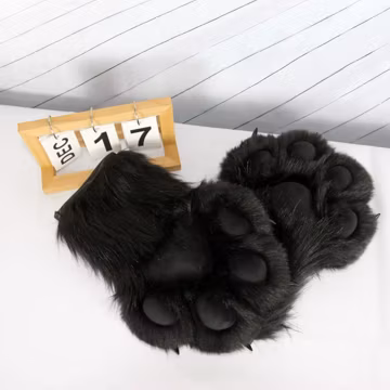 Handmade All-Black Fursuit Paws, Furry Cosplay Gloves
