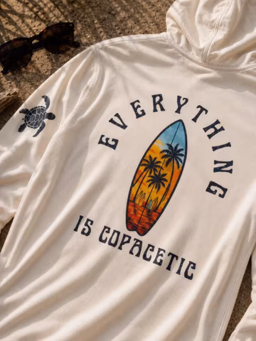 Coastal Surf Hoodie: Everything Is Copacetic Beach Graphic Long Sleeve Shirt