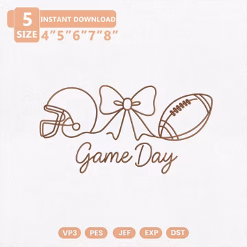 Football Coquette Embroidery Design, Game Day Bow Embroidery File, Football Helmet Machine Embroidery, Sports Mom Design Instant Download