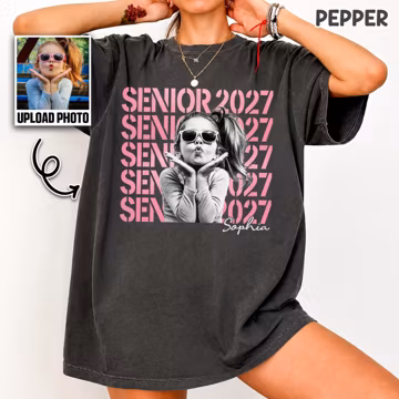 Comfort Colors® Custom Photo Senior 2027 Shirt, Personalized Graduation T Shirt, Class Of 2027 Graphic Shirt, Senior Gift