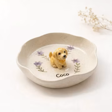 Custom Pet Portrait Ring Dish, Hand-Sculpted Ceramic Jewelry Tray