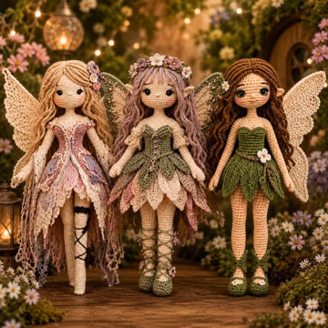 3-in-1 Fairy Crochet Doll Pattern Bundle, Amigurumi Doll PDF, Seasonal Fairies Collection, English Instant Download.