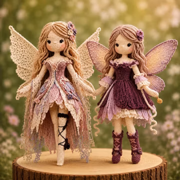 2-in-1 Fairy Crochet Doll Pattern Bundle, Amigurumi PDF, Moonlight & Flower Fairy Doll, language with English Instant Download.