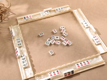 20 Inch Shell Beige Acrylic Mahjong Racks, Set of 4 with Magnetic Pushers