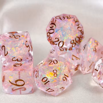 Polyhedron Dice Set for DnD, Pink Resin Dice Set, Sharp Edge Polyhedral Dice, Tabletop Game, Dungeons and Dragons , RPG Accessories