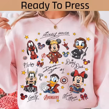 Superhero Cartoon DTF Transfer Ready To Press Funny Characters Iron On Print Retro Comic Style Shirt Design
