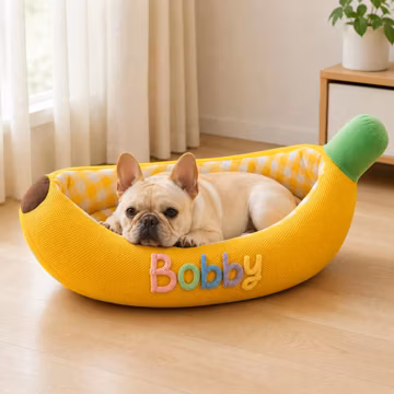 Personalized Banana Dog Bed, Pet Name Bed, Summer Cat Bed, Soft Breathable Pet Cots, Machine Washable Doggy Bed, Gift for Dogs&Cats