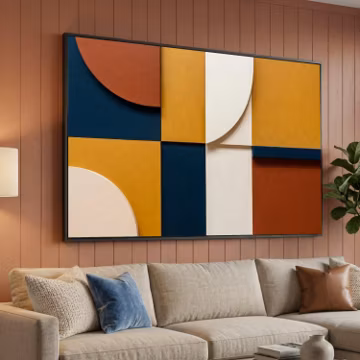 Modern Geometric Abstract Canvas Wall Art, Color Block Shapes Decor, Minimalist Mid Century Style, Warm Earth Tone Canvas Home Accent