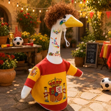 Spain World Cup Soccer National Team Porch Goose Costume Set Wig Sticker Yard Lawn Outfit Football Party Gift for Fans Sport Family 23in