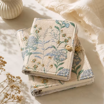 Floral Fabric Binder Notebook, Refillable Journal, A5, A6 Sizes, Detachable Cover