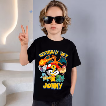 Custom Name Pokemon Shirt, Pokemon Birthday Shirt, Gift for Kids, Personalized Pokemon Birthday, Pikachu Shirt, Custom Family Birthday Shirt