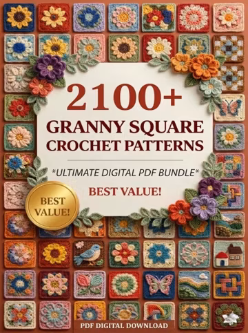 Granny Square Pattern Bundle PDF Crochet Motif Blanket Afghan Bag Cardigan Tote Bags Blankets Cushion Covers Ponchos Wall Hangings