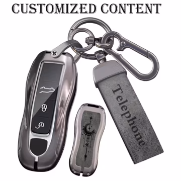 Personalized genuine leather keychains for models such as the Porsche 911 Carrera, 918 Cayenne Coupe, Macan, Panamera, present for men.