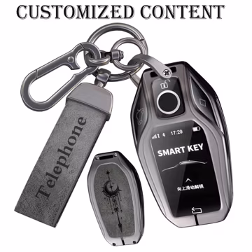 Personalized genuine leather key covers for BMW 7 Series, X1, X3, X5, X7, M3, and i8; also available for 5 Series and 3 Series models