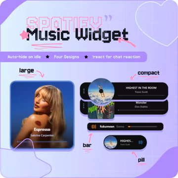 Spotify Music Widget for StreamElements | Twitch - YouTube - OBS Now Playing Overlay β’ Auto Hide β’ Reactions
