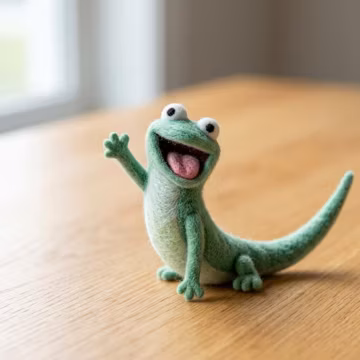 Needle Felted Lizard Meticulously hand-shaped from dense wool, Tom character collectible ornament, great for display & gift giving