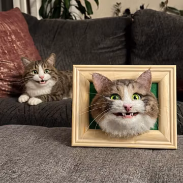 Custom Needle Felted 3D Pet Portrait - Personalized Dog Cat Memorial Frame