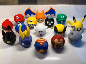 Character Pokéball Collection | Pokémon, Nintendo & Superhero Display Balls | 3D Printed Gamer Collectibles