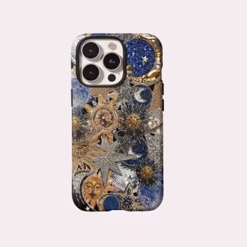 Vintage Celestial Sun Moon Star Phone Case, Beaded Mystical Boho Cover for iPhone 17 16 15 14 13 12 11 Pro Max Samsung Galaxy S25 S24 Ultra