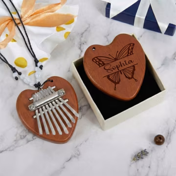 Personalized Sapele Mini Kalimba with Gift Box, Custom Wooden Thumb Piano, Beginner Music Lover Present, Kids Birthday Idea