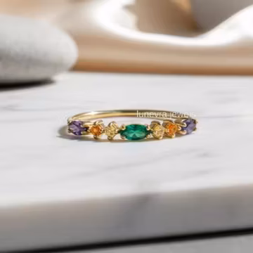 East To West Band, Marquise Engagement Band, Rainbow Band, Multi Colored Band, Seven Stone Band, Half Eternity Wedding Band, Delicate Band