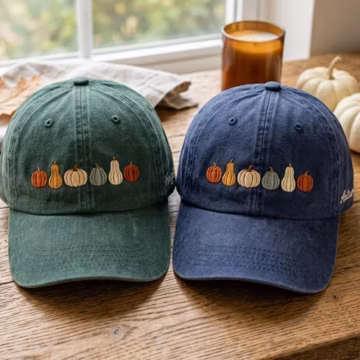 Custom Pumpkin Embroidered Hat, Personalized Fall Gift, Autumn Cap, Harvest Accessory, Side Name, Thanksgiving Keepsake, Cozy Mom Present