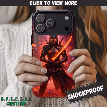 Rai Samurai Phone Case | Dual-Layer, Oni Cyberpunk Superhero Inspired, iPhone 17 16 15 14 13 12 11 Pro Max/Samsung S22 S23 S24 S25 S26 Ultra