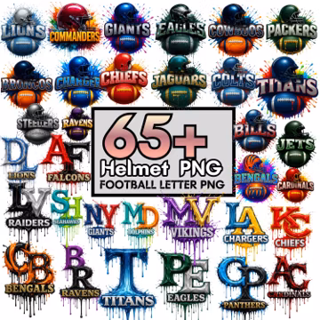 65+ Football Helmet Alphabet PNG Bundle, Pro Team Letter Logos, Sports Helmet Letters, Sublimation PNG, Instant Download