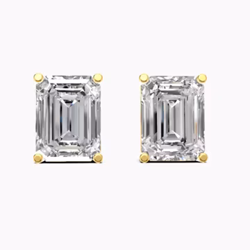 3.75 TCW Emerald Cut Moissanite Earrings, 14K Gold Solitaire Stud Earrings, Minimalist Bridal Jewelry, Wedding Jewelry, Gift for Her