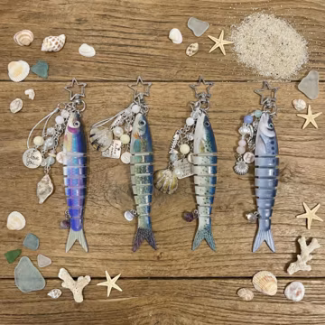 Blue Fish Keychain, Fishing Lure Keychain, Beaded Fish Keychain, Koi Fish Keychain, Custom Fishing Keychain