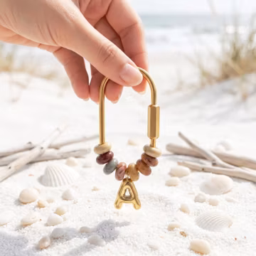 Custom Letter Keychains, Personalized Natural Stone Charm, Gold Letter Chain, Initial Name Accessory, Bridesmaids Gift, gift for mom
