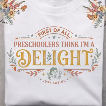 Preschoolers Think Im A Delight PNG, Retro Boho Preschool Teacher SVG, Funny Pre-K Sublimation, Teacher Life Digital Download