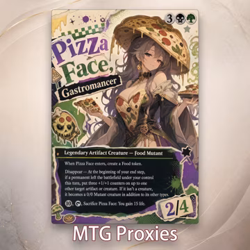 Pizza faceMTG Proxy Card, Funny Food Fantasy Card, Pizza Mutant Creature TCG Card, Custom Legendary Proxy